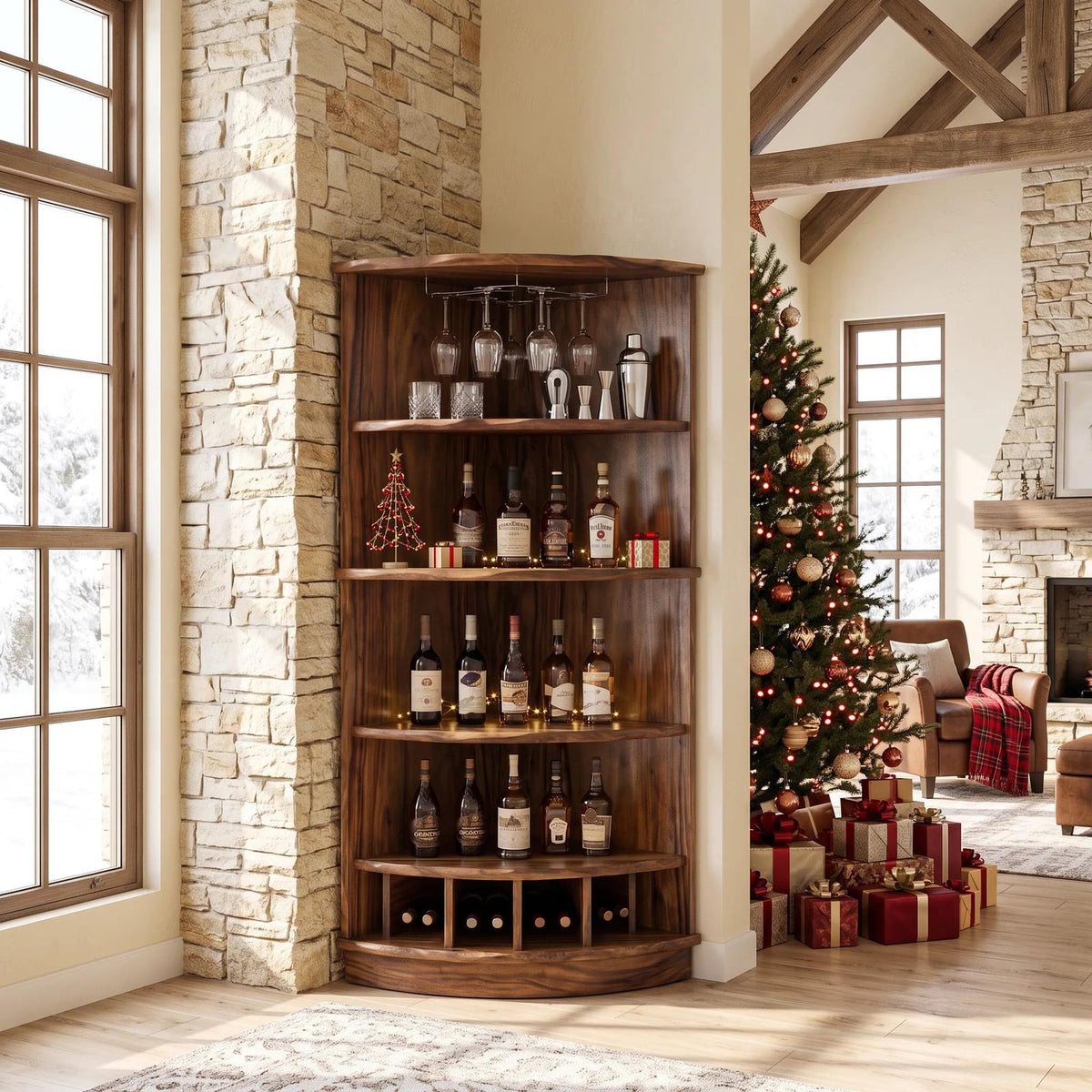 Handcrafted Xmas Corner Wine Cabinet Dining Room