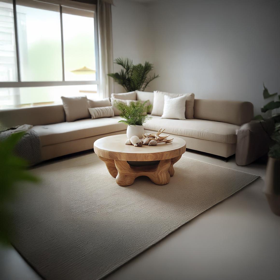 Spry Interior Mid Century Modern Solid Wood Coffee Table, Family Room Accent Center Table, Model SINLSACF153