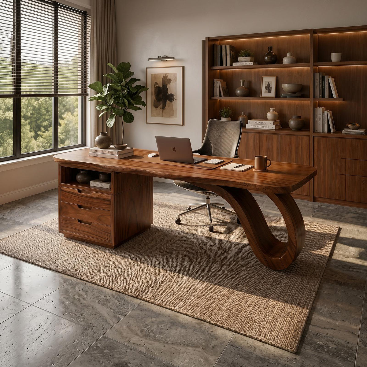 Organic Sculptural Executive Desk Luxury Workspace