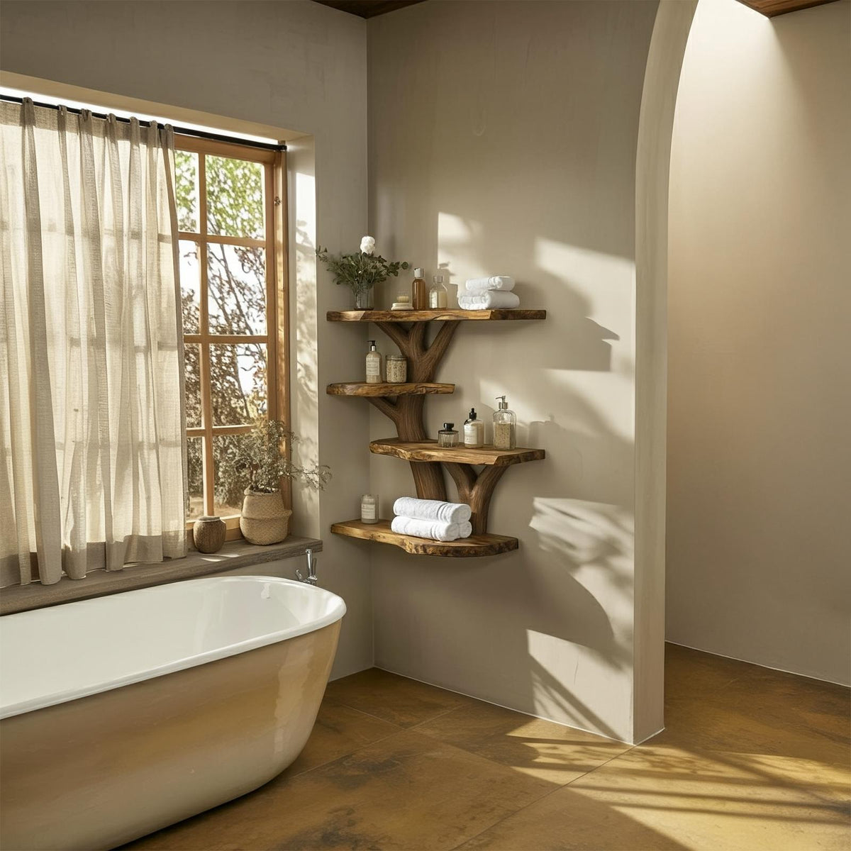 Organic Tree Bathroom Wall Shelf Bathroom Interior Storage Display SINLSATBS113