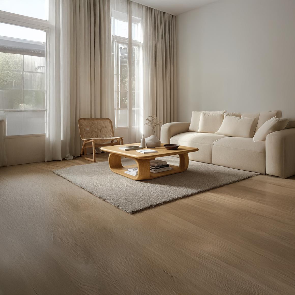 Scandinavian Soft Edge Coffee Table, Handcrafted Wood Minimalist Smooth Curve Centerpiece for Lounge, Living Room