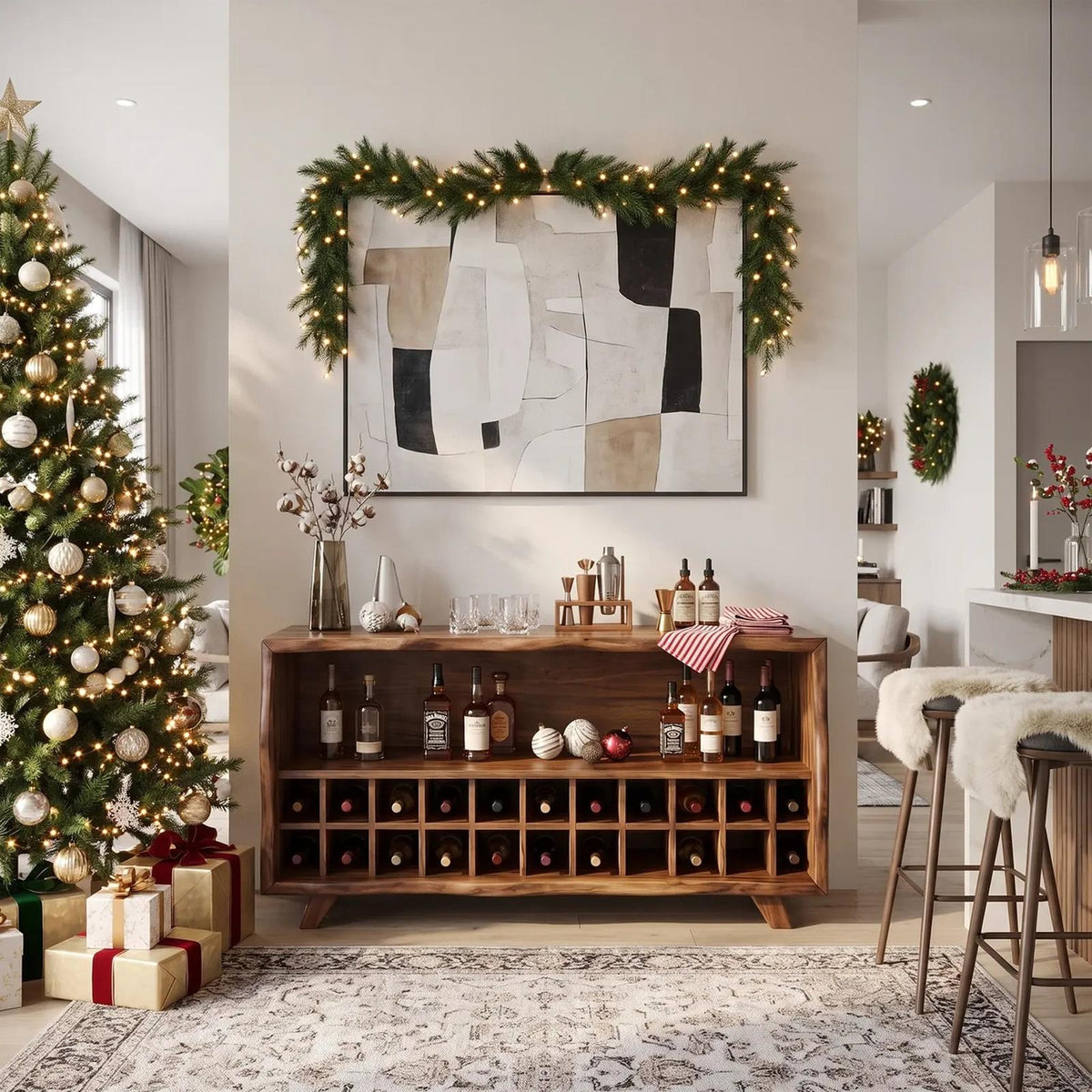 Rustic Christmas Wine Storage Cabinet Modern Dining Room