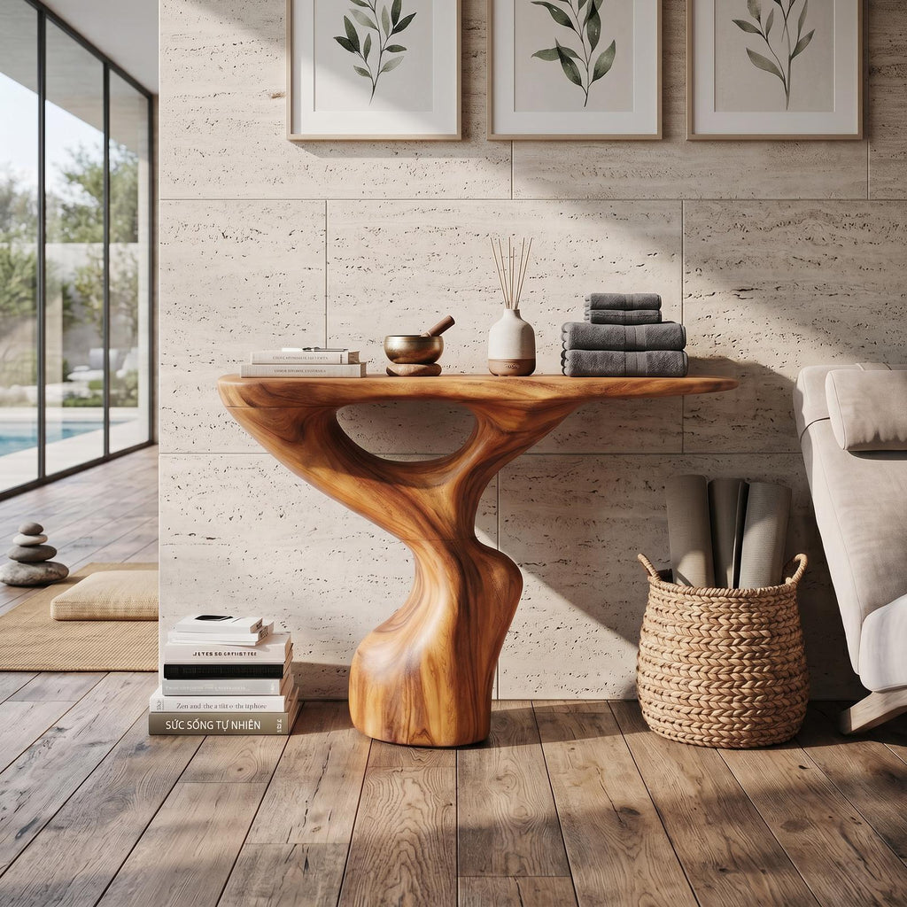 Rustic Solid Wood Accent Console Table, Handcrafted Entryway Hallway Table for Home Interior Design
