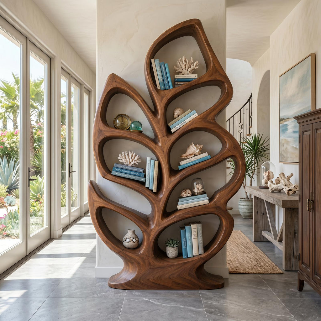 Contemporary Sculptural Bookcase For Stylish Entryway Interior SILDTTNBS045