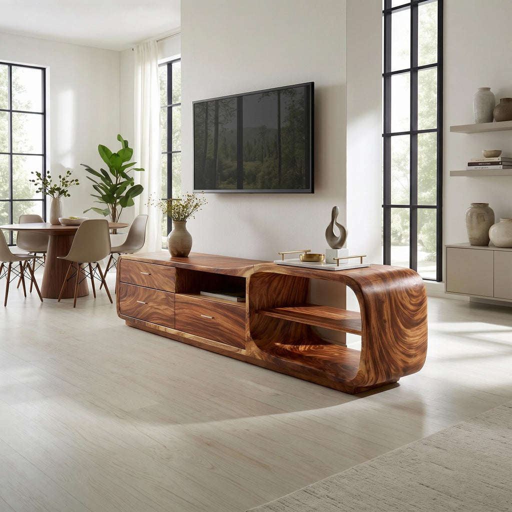 Curved Organic TV Stand Designer Residence SILDTTRTVC107