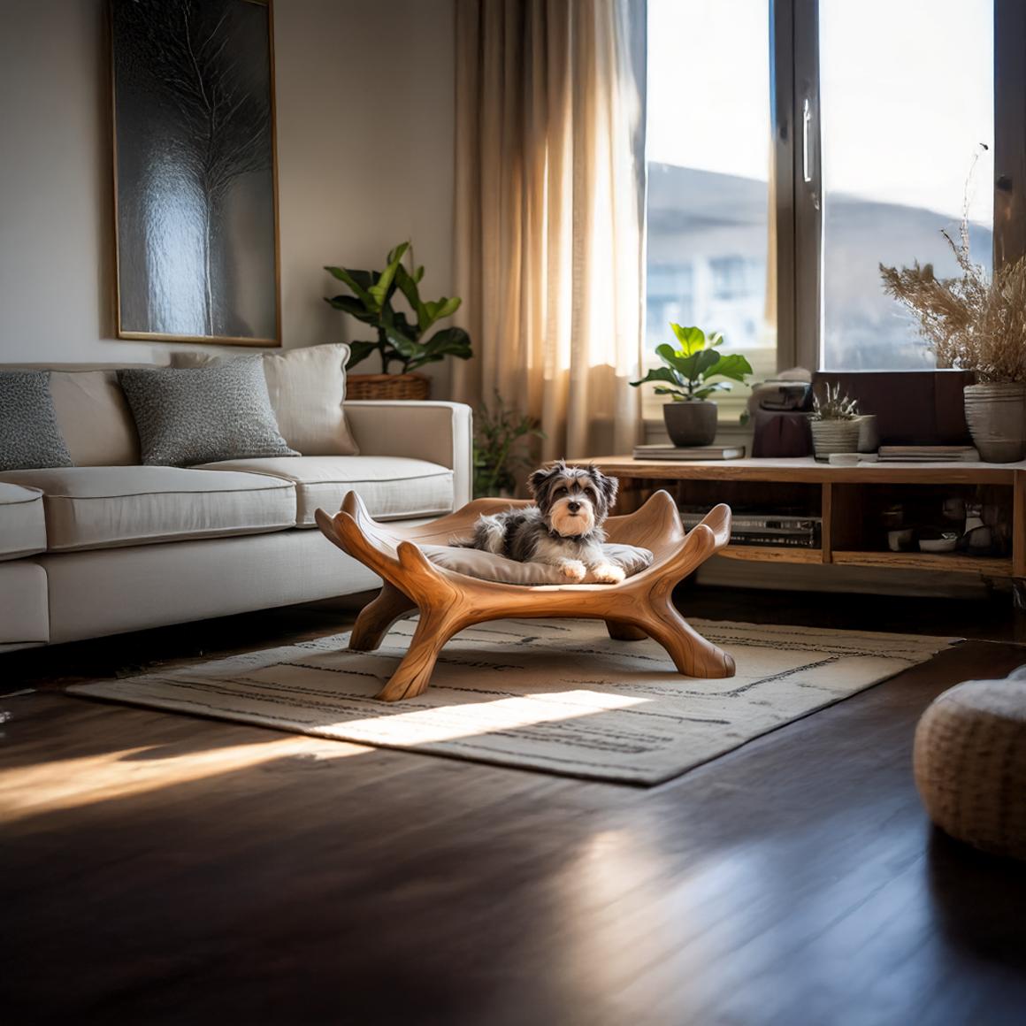 Rustic Sculptural Pet Bed For Living Room Or Home Space