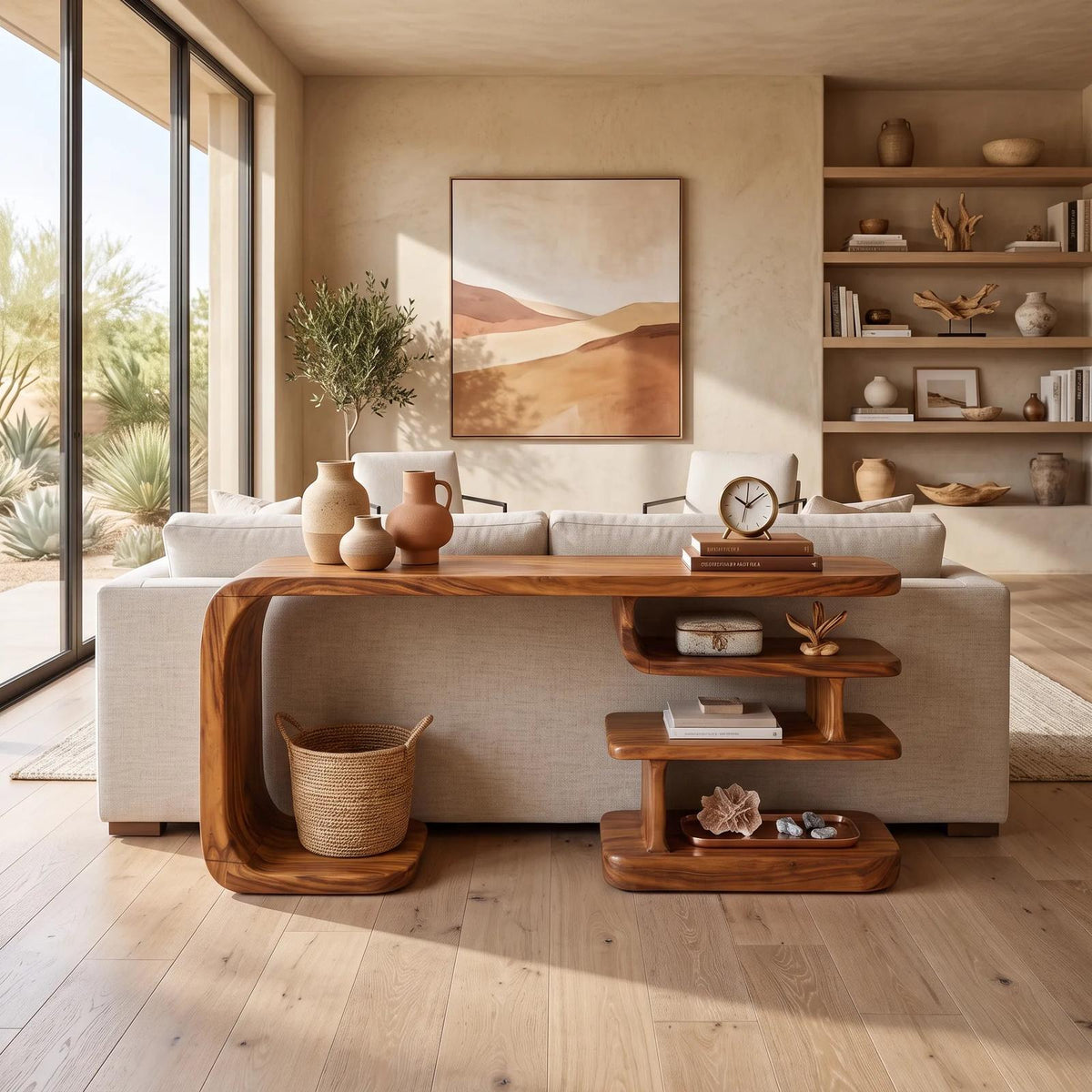 Contemporary Layered Shelf Console For Living Room SILDTTNCS189
