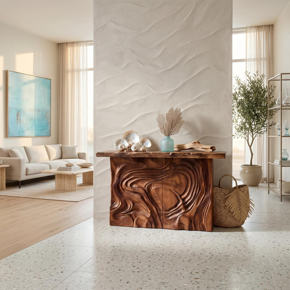 Scandinavian Organic Edge Accent Table For Entry Hall Interior