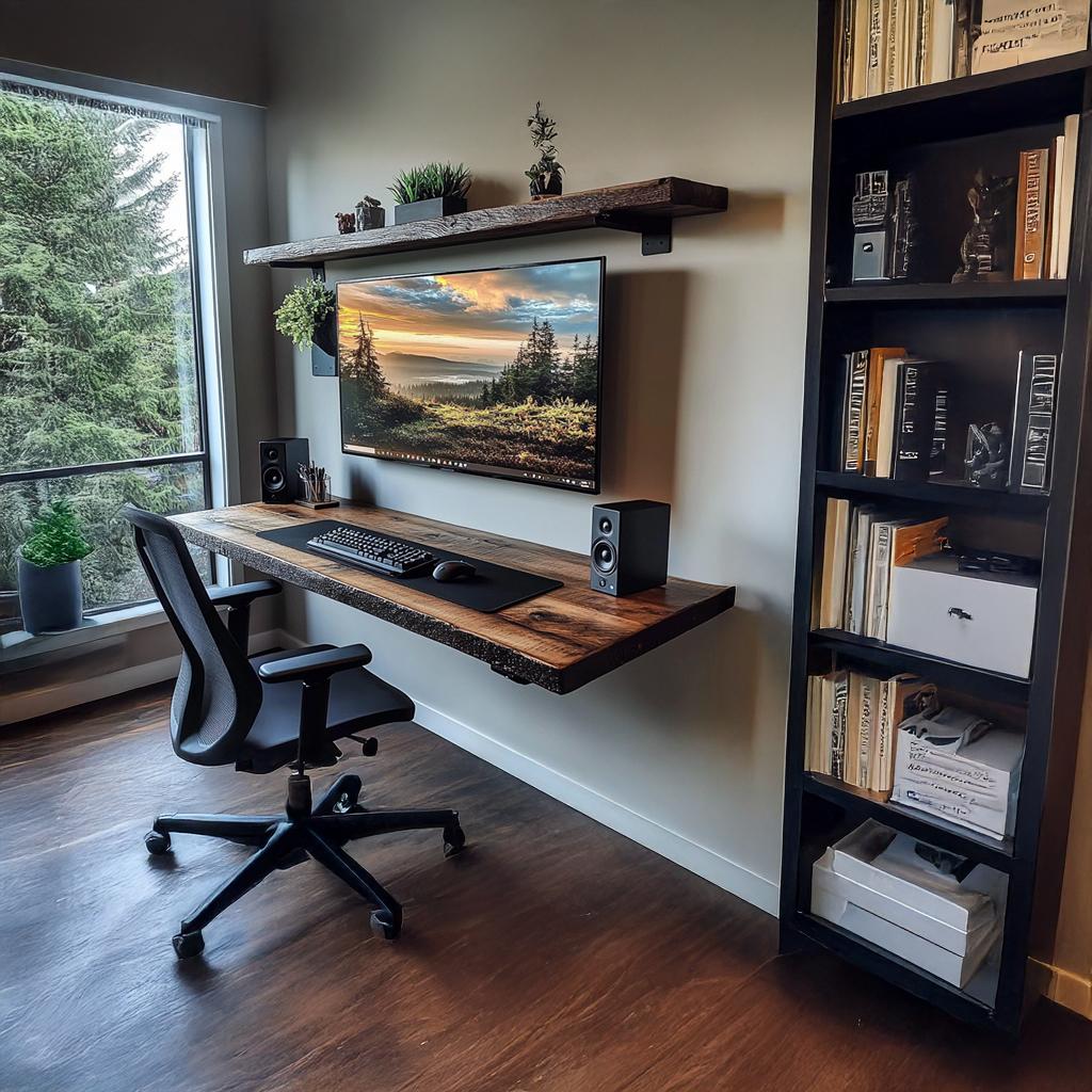 Floating Shelf Desk Solid Wood Rustic Style Gift