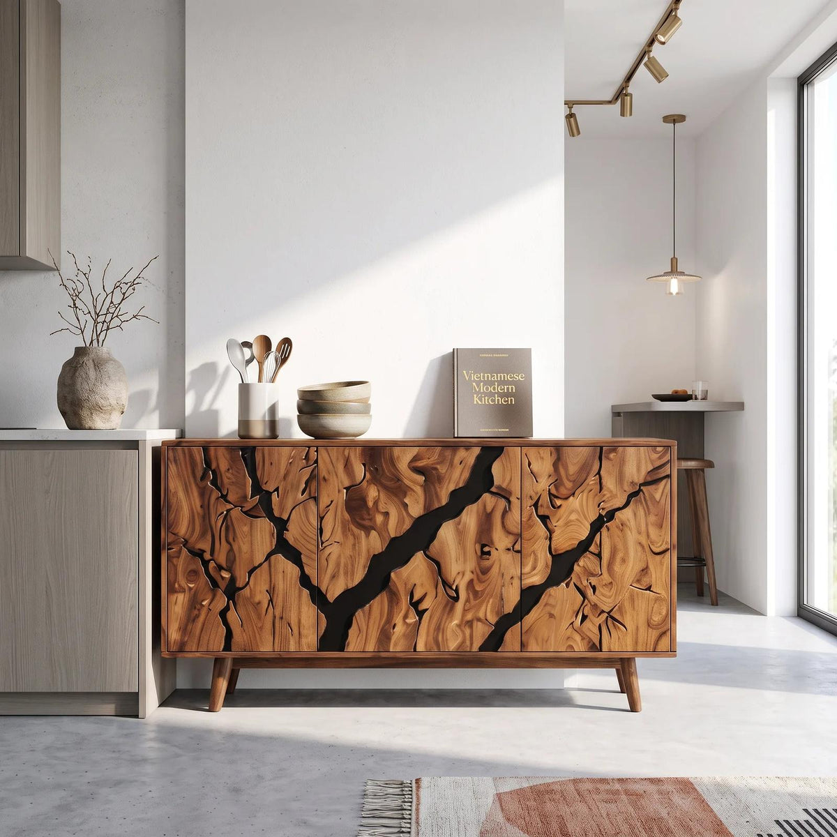 Contemporary Carved Sideboard Cabinet Entryway
