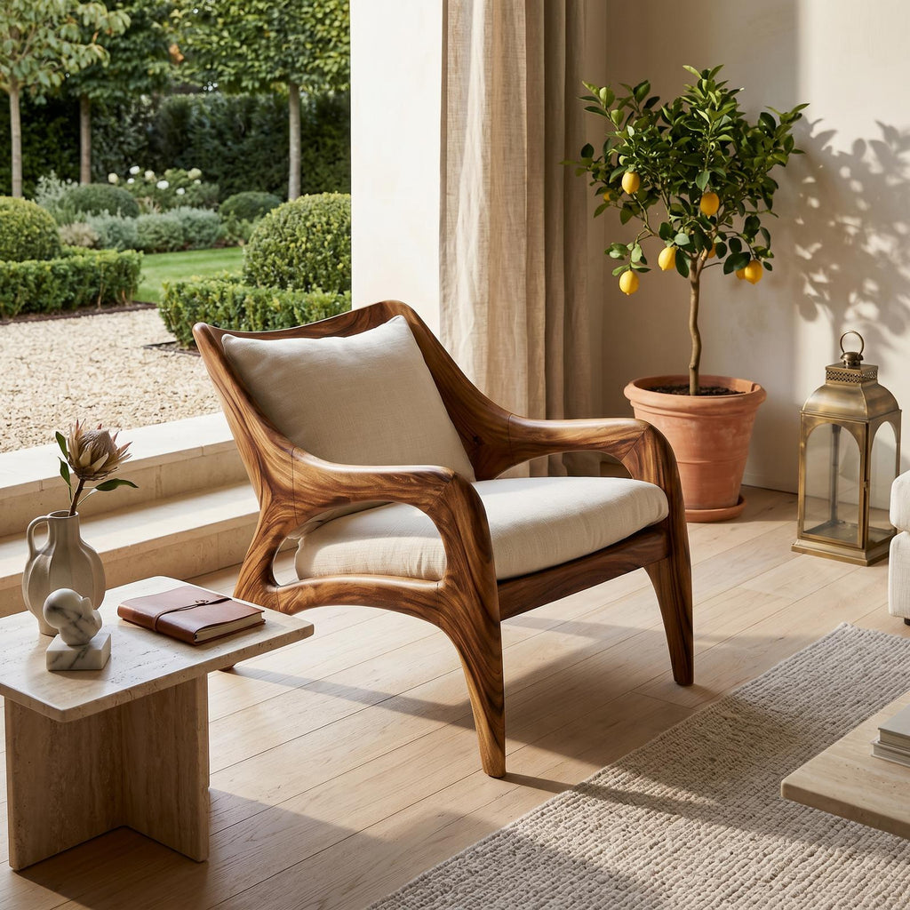 Contemporary Wooden Lounge Chair for Refined Porch Living