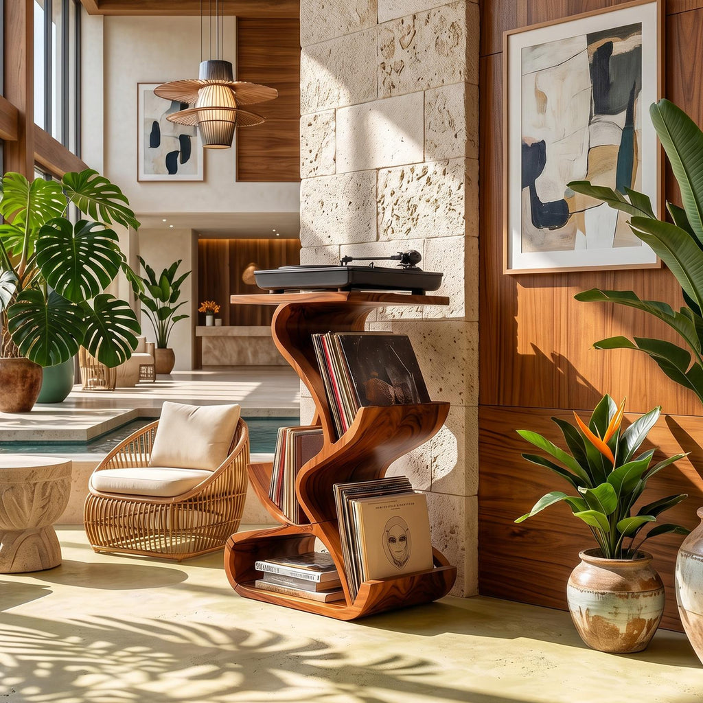 Handcrafted Record Stand With Storage For Furniture