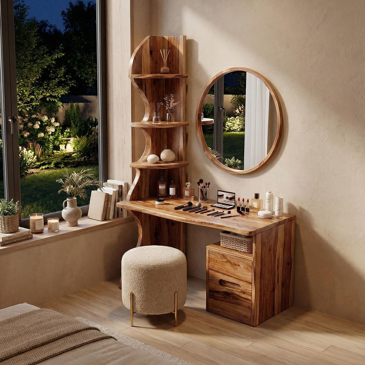 Spry Interior Luxury Vanity Table with Drawers, Premium Wood Bedroom Dressing Desk & Makeup Station, SILDTTRMV010