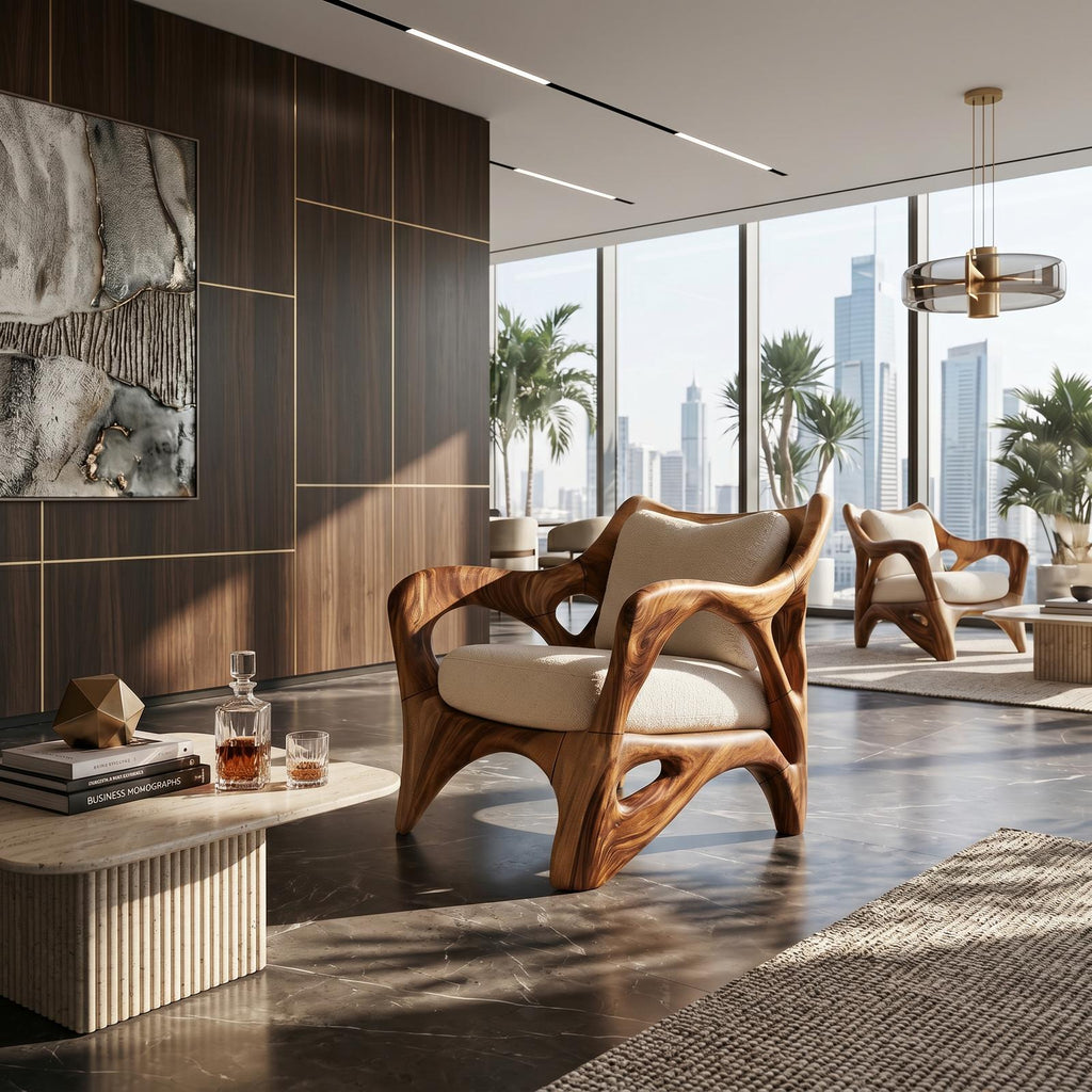 Modern Sculptural Lounge Chair for Sophisticated Wine Room Interiors SILDTTRCHR023