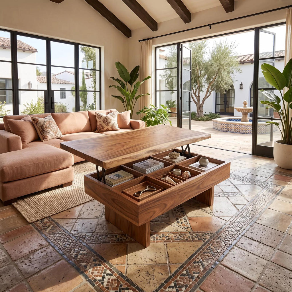 Contemporary Storage Lift Top Coffee Table City Apartment