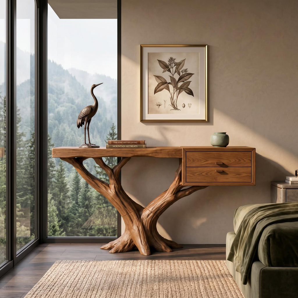 Contemporary Floating Tree Console Table Modern Hallway