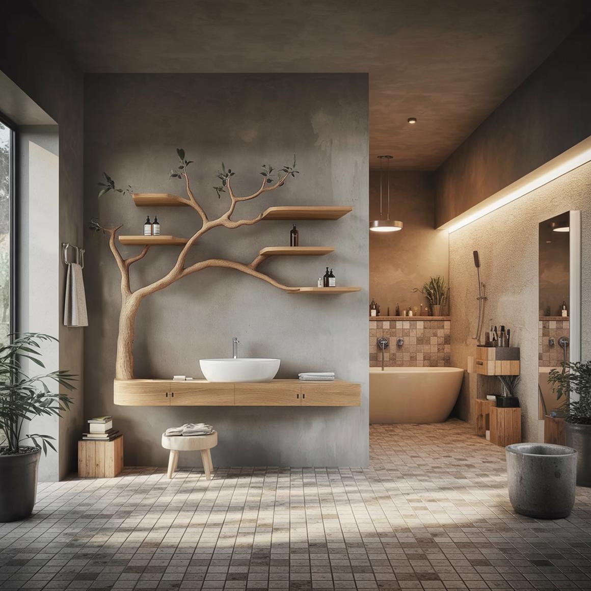 Rustic Organic Floating Tree Vanity Bathroom Or Spa Room