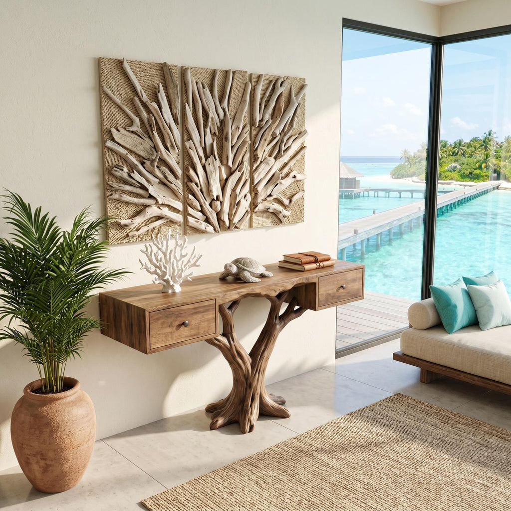 Organic Live Edge Console Table Contemporary Hallway