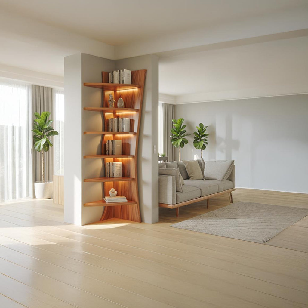 Rustic Corner Bookshelf Decor Cozy Room