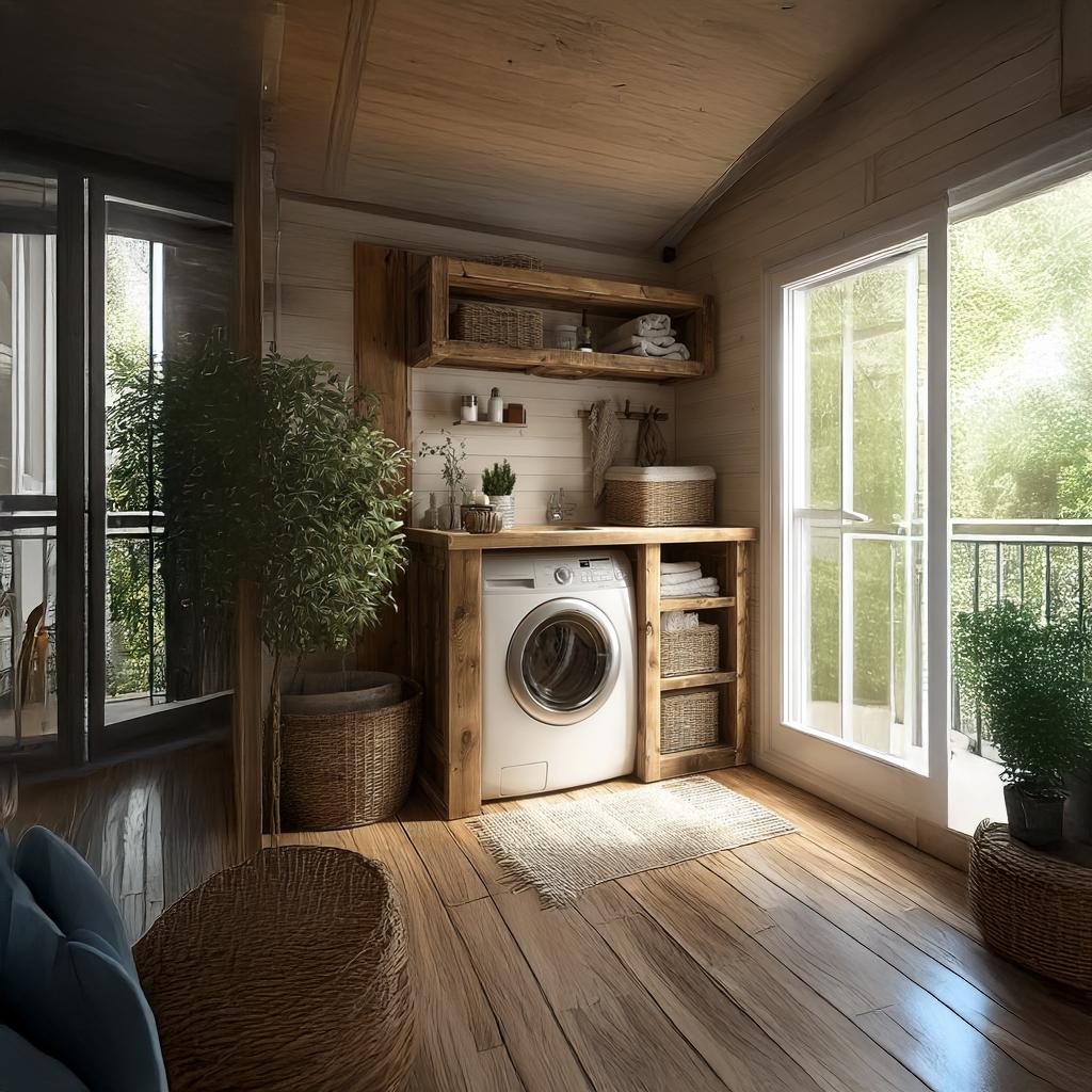 Laundry Nook Shelf Solid Wood Rustic Style Gift