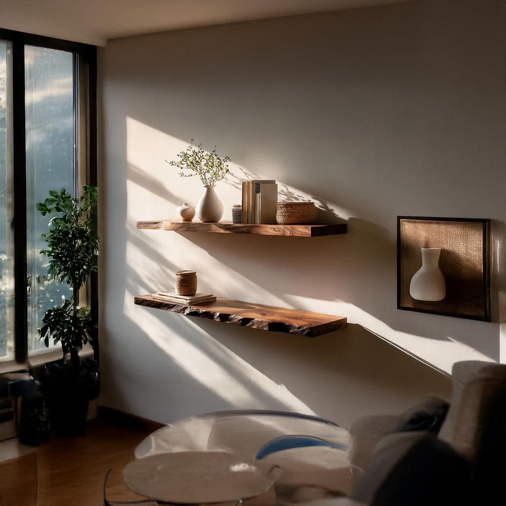 Rustic Floating Shelf Modern Living Room