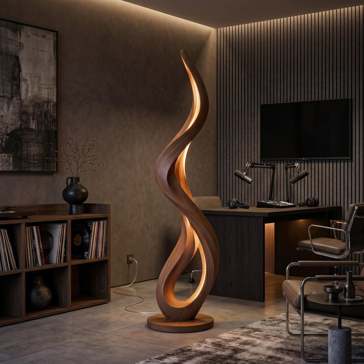 Modern Flowing Flame Floor Lamp For Lounge Area