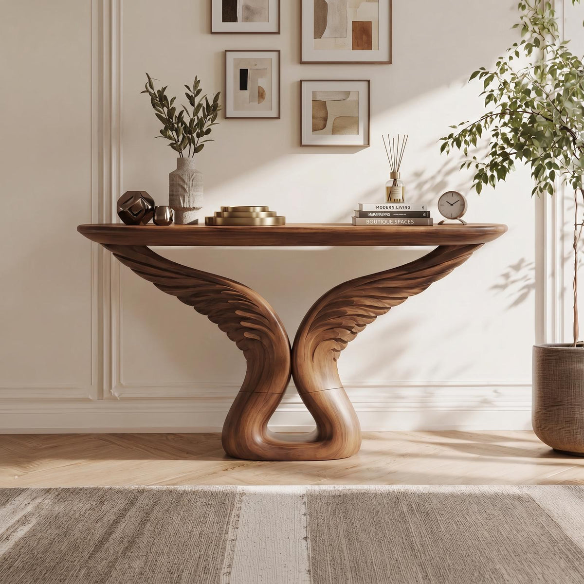 Organic Arch Base Console Table Contemporary Hallway