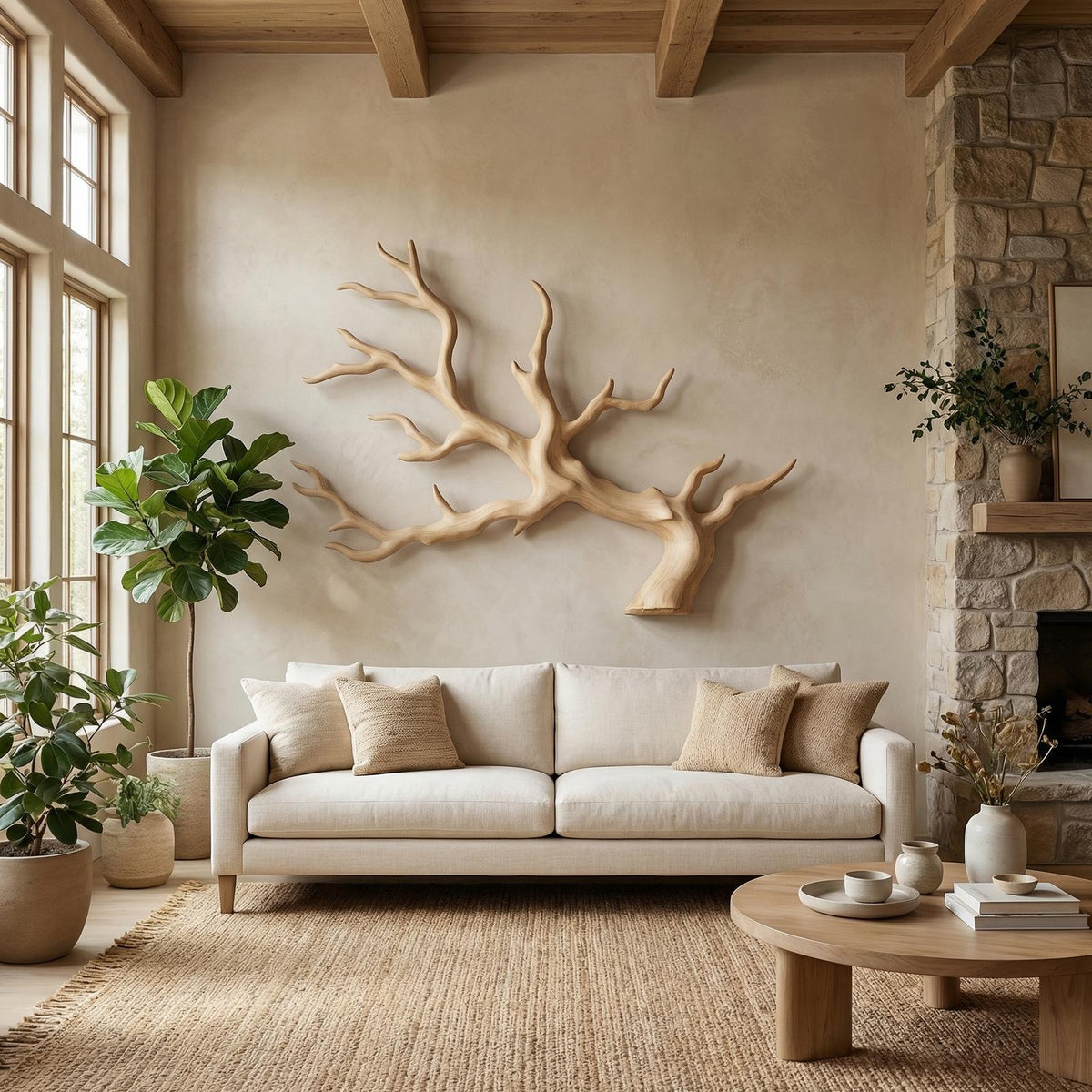 Rustic Branch Wall Decor With Natural Tree Form For Living Room