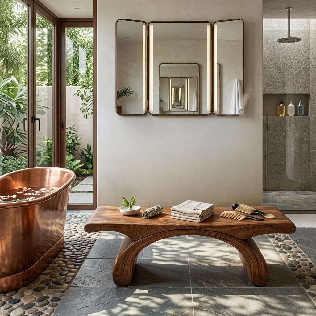 Modern Organic Shower Bench For Bathroom Or Spa Furniture