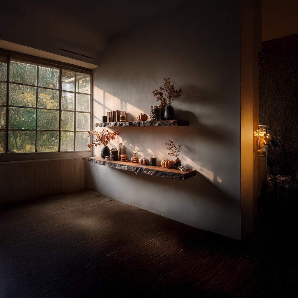 Rustic Floating Shelf Halloween Living Bedroom