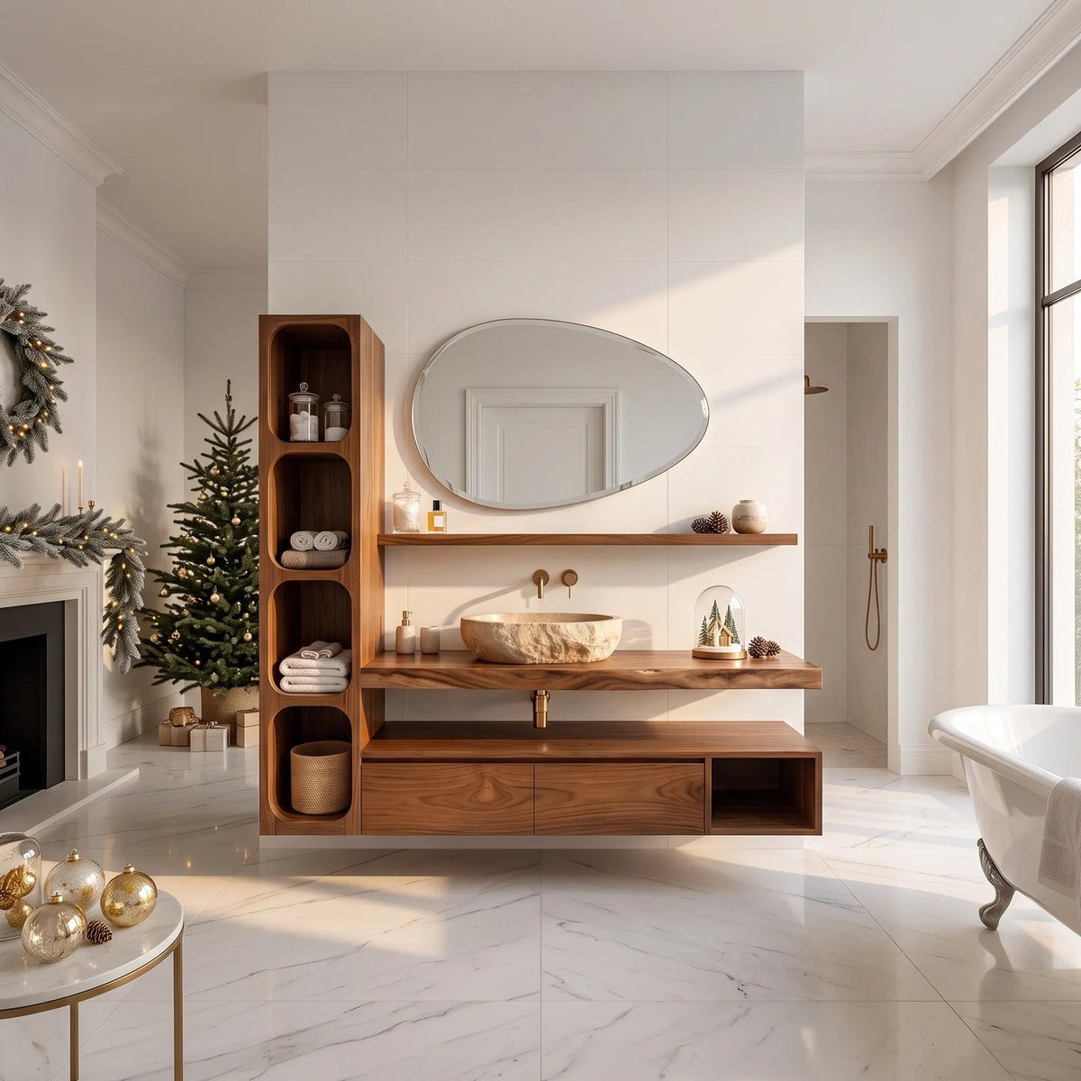 Handcrafted Scandinavian Reindeer Bathroom Vanity Nordic Retreat