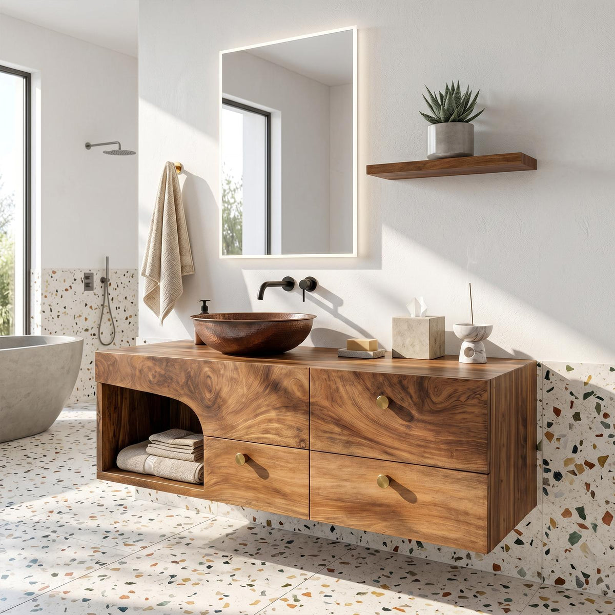 Rustic Floating Vanity For Small Bathroom Renovation SILDTTRBRV021