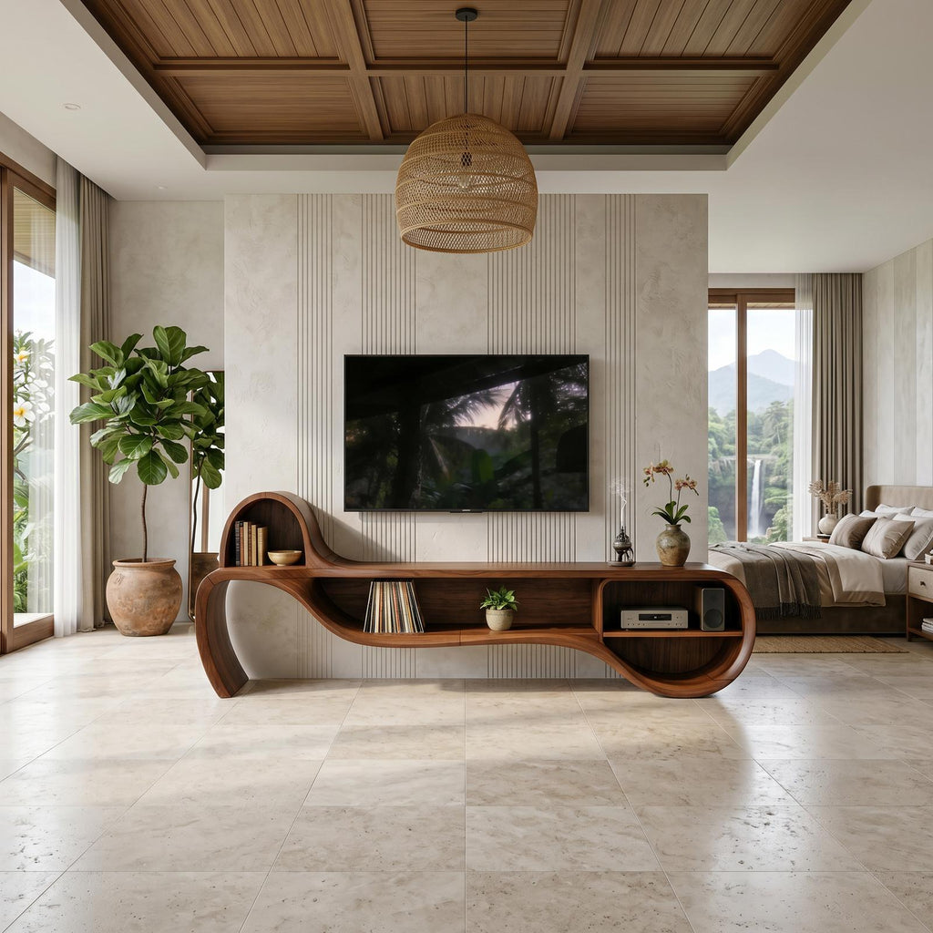Modern Floating TV Console, Wall-Mounted Wooden Media Cabinet Entertainment Center