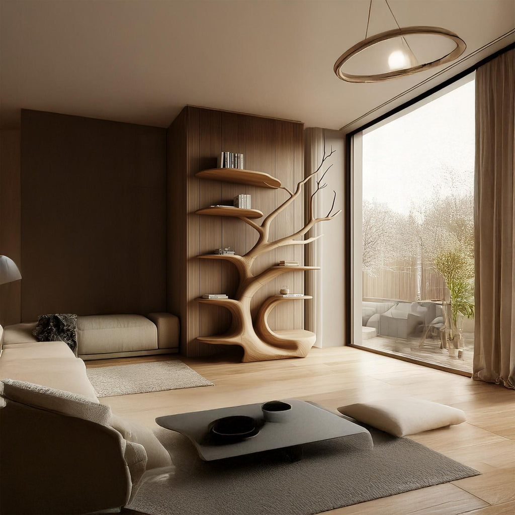 Rustic Tree Bookshelf Bedroom Cozy Artistic Corner