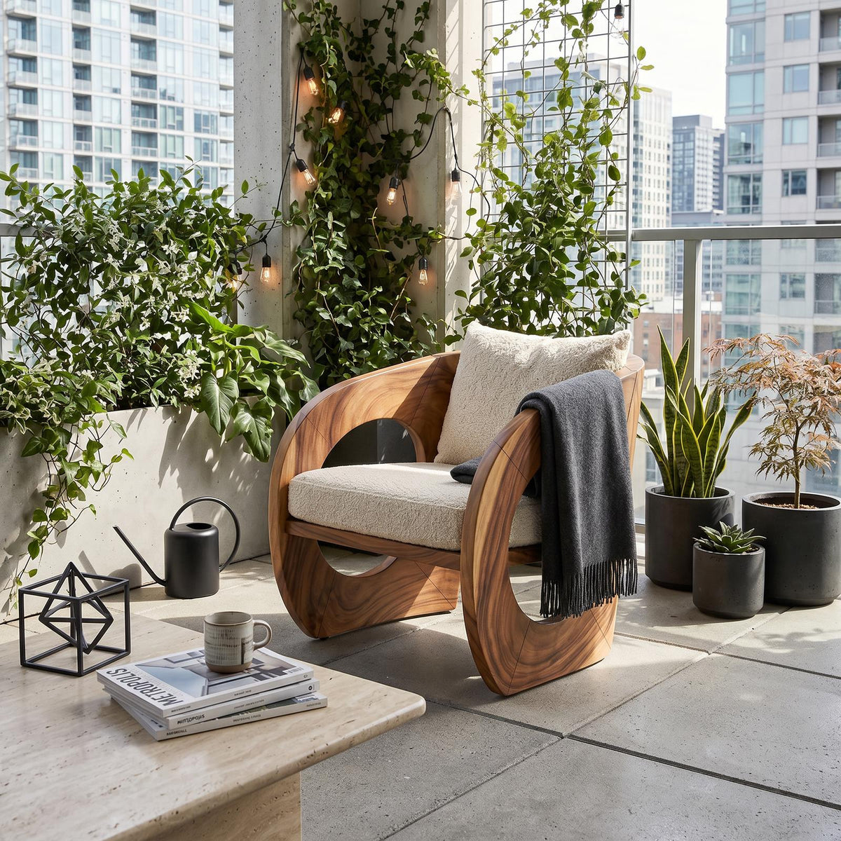 Tropical Organic Modern Wooden Chair Garden Lounge SILDTTRCHR004