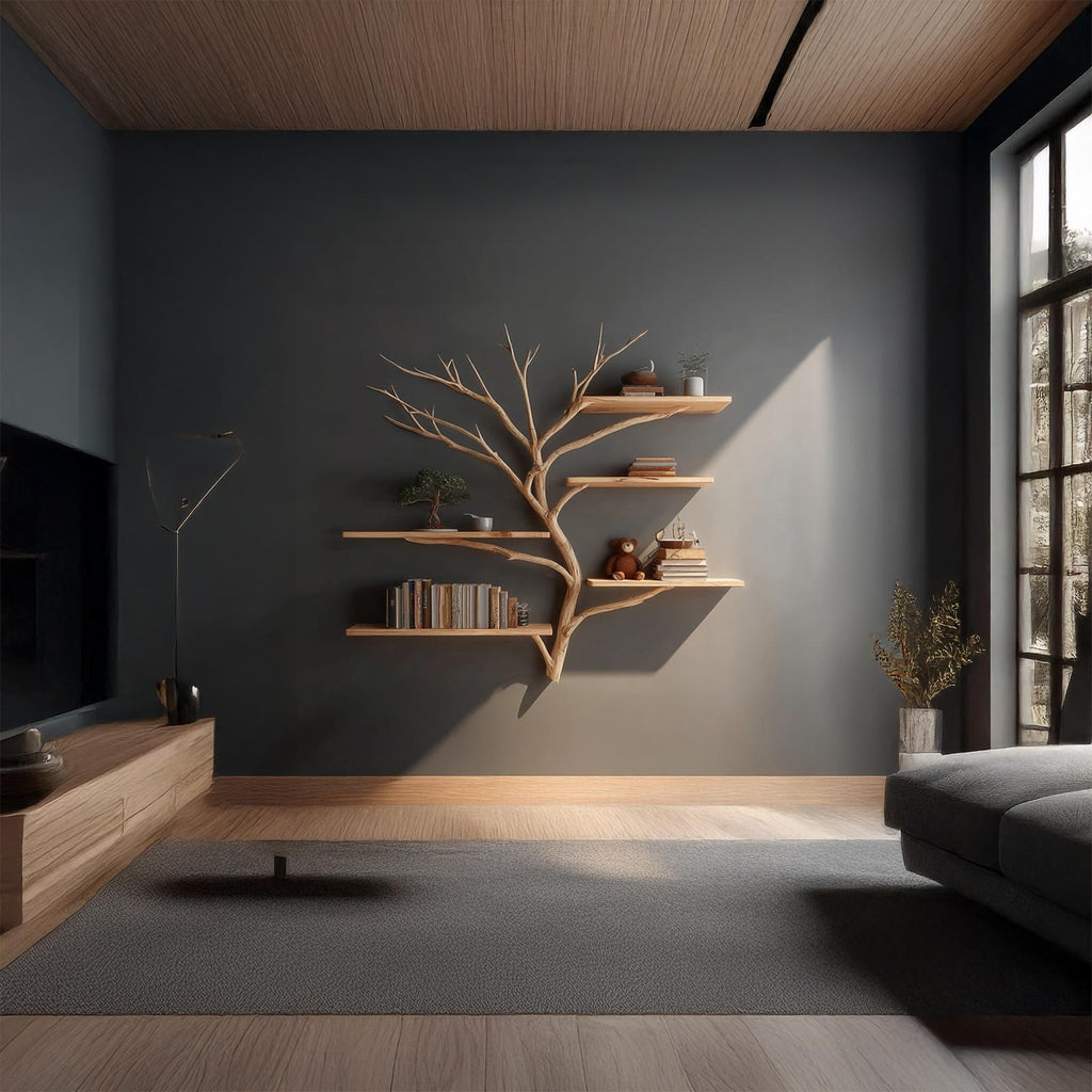 Midcentury Tree Bookshelf Study Room