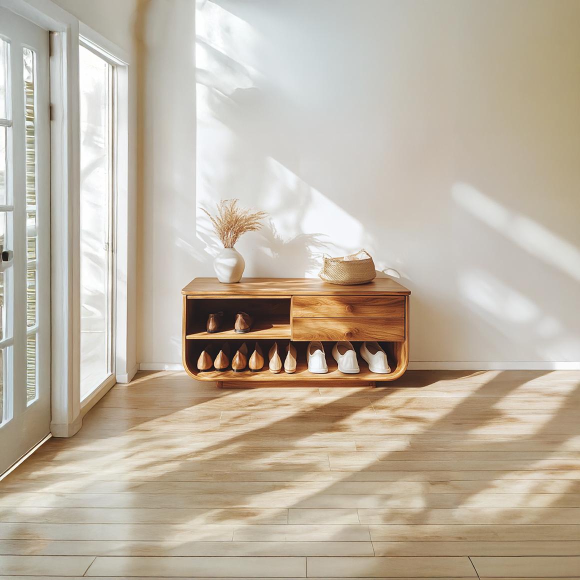 Mid Century Rounded Shoe Storage Hallway And Bedroom