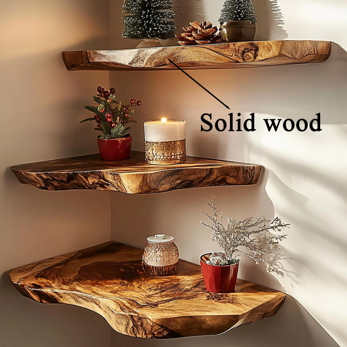 Oak Floating Corner Shelf Rustic Floating Shelf Christmas Gifts
