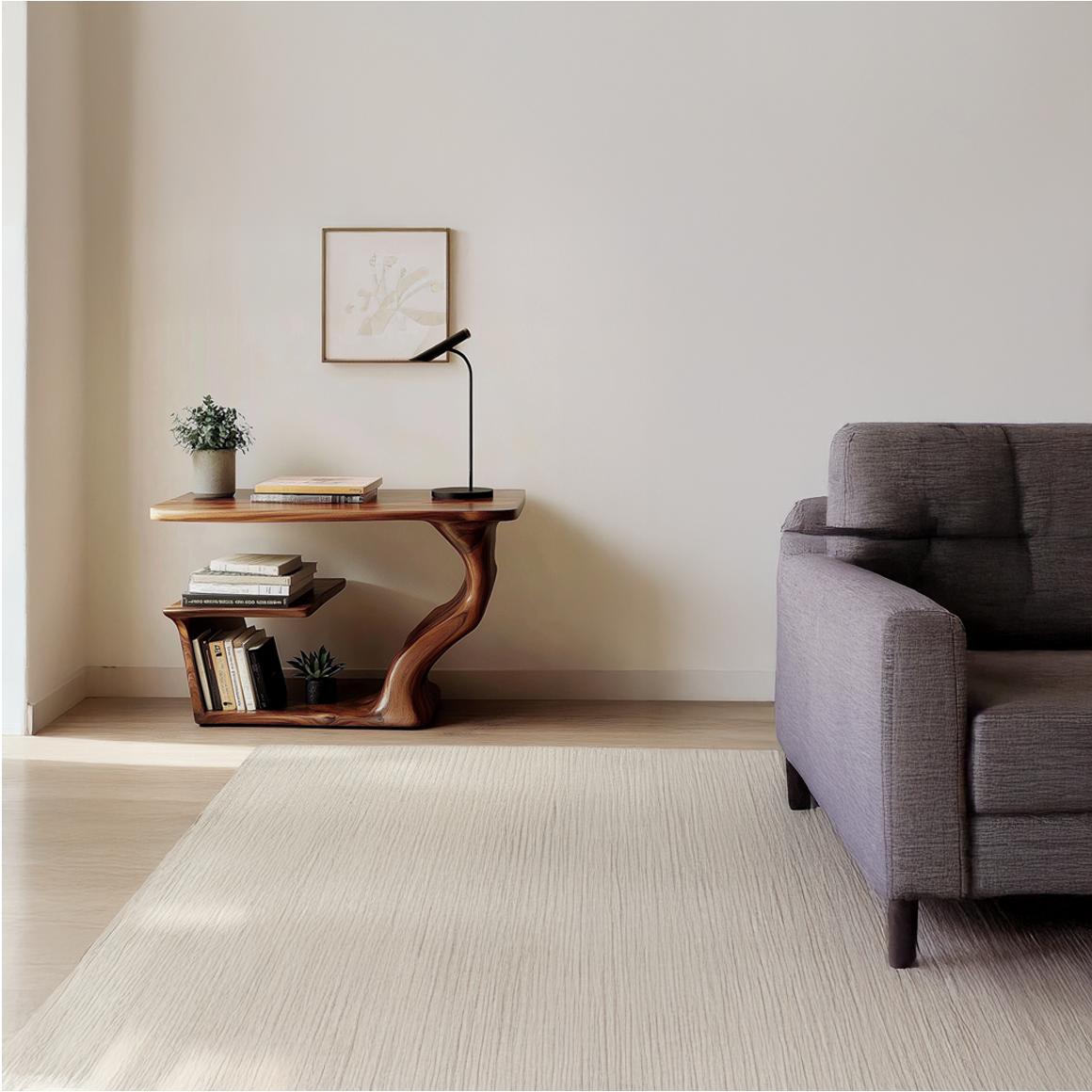 Mid-Century Modern Wood Side Table, End Table for Sofa & Bedroom Nightstand with Storage, Handmade Wood Side Desk