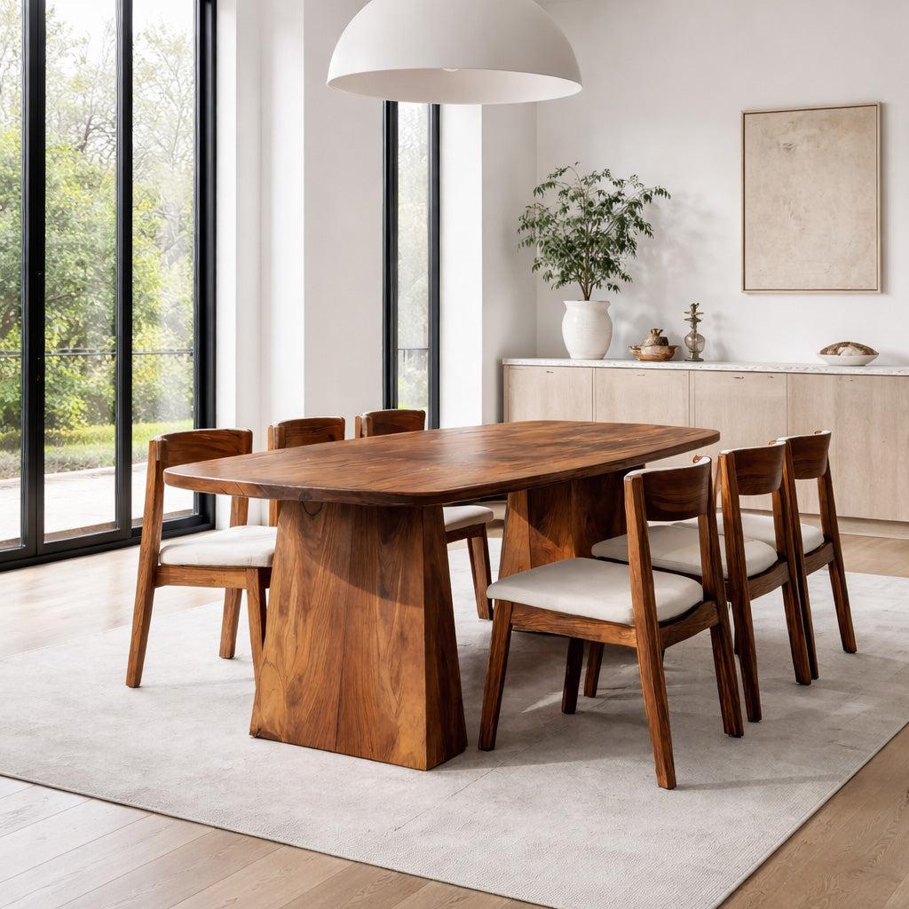 Spry Interior Minimalist Architectural Wooden Dining Table, Modern Geometric Kitchen Table for Dining Room, Model RTTHHNDN014