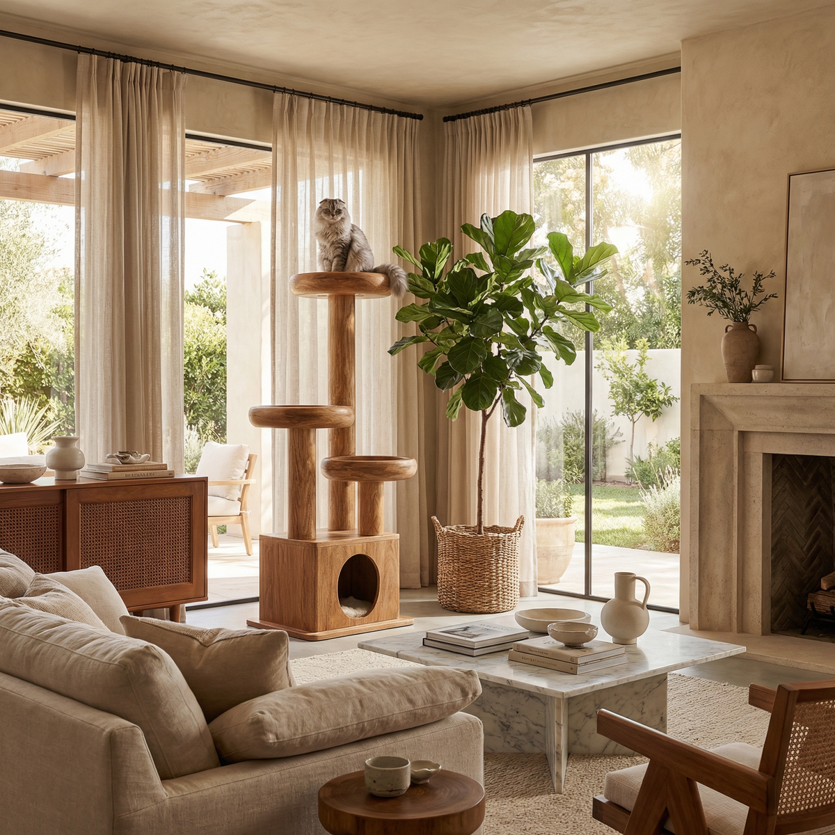 Modern Decorative Cat Tower For Living Room And Pet Lounge