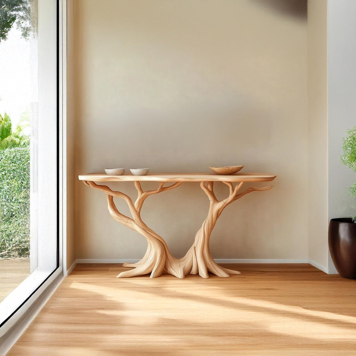 Nature Inspired Console Table Solid Wood Farmhouse Gift