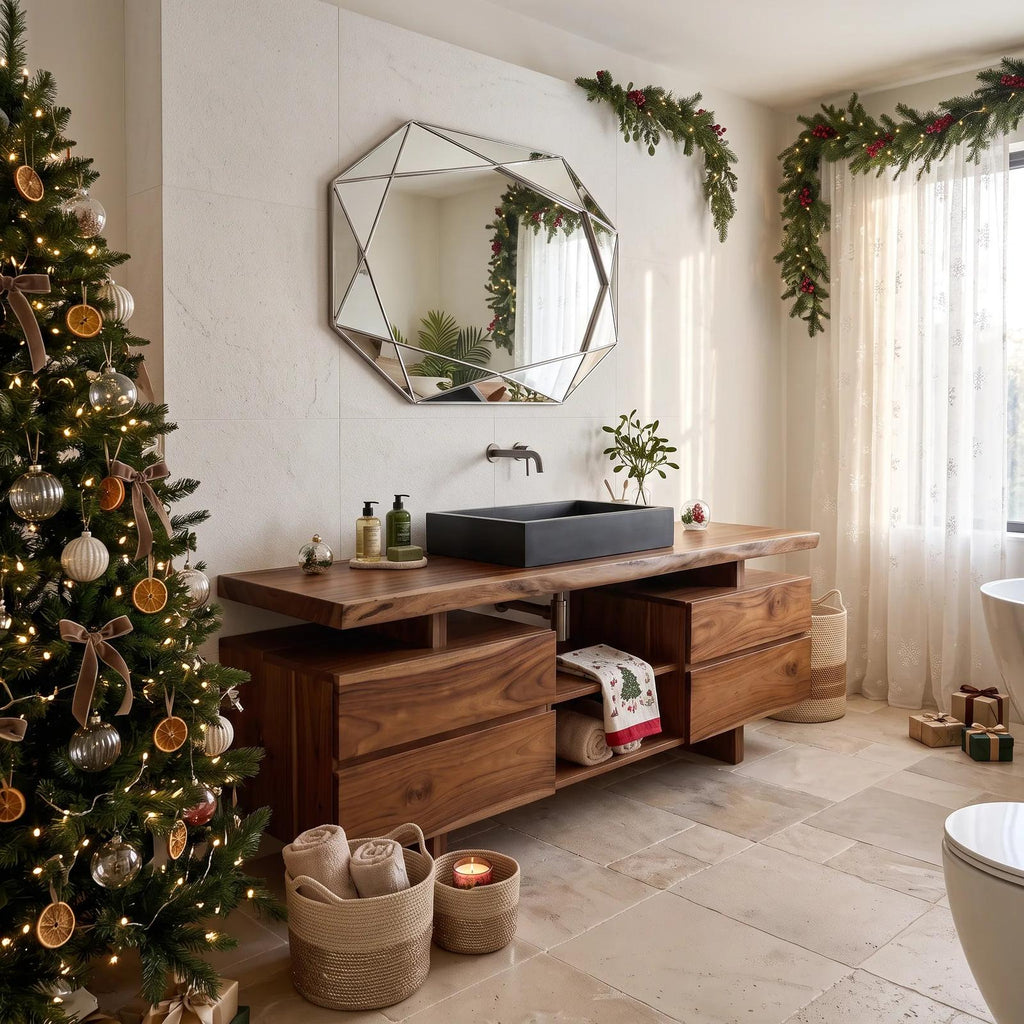Rustic Christmas Storage Bathroom Vanity Lake House