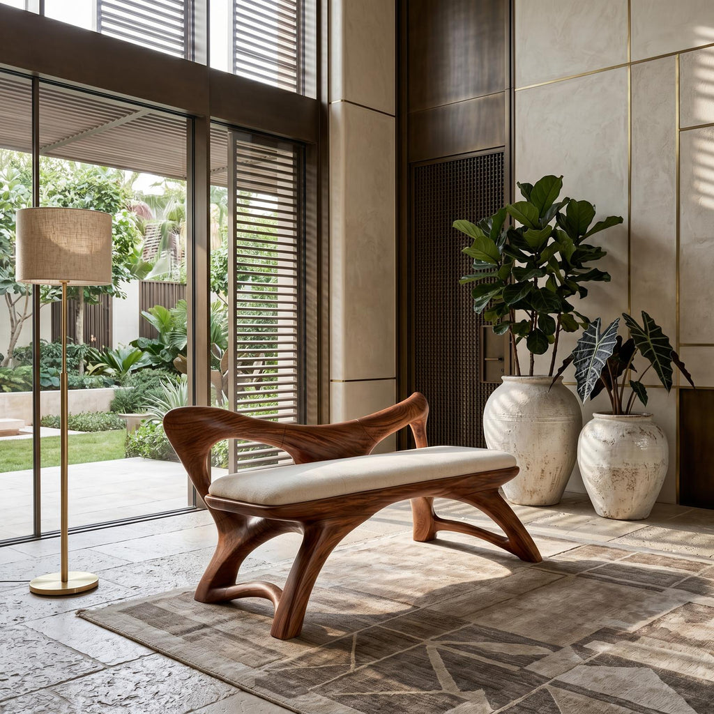 Organic Modern Wooden Bench Luxury Entryway