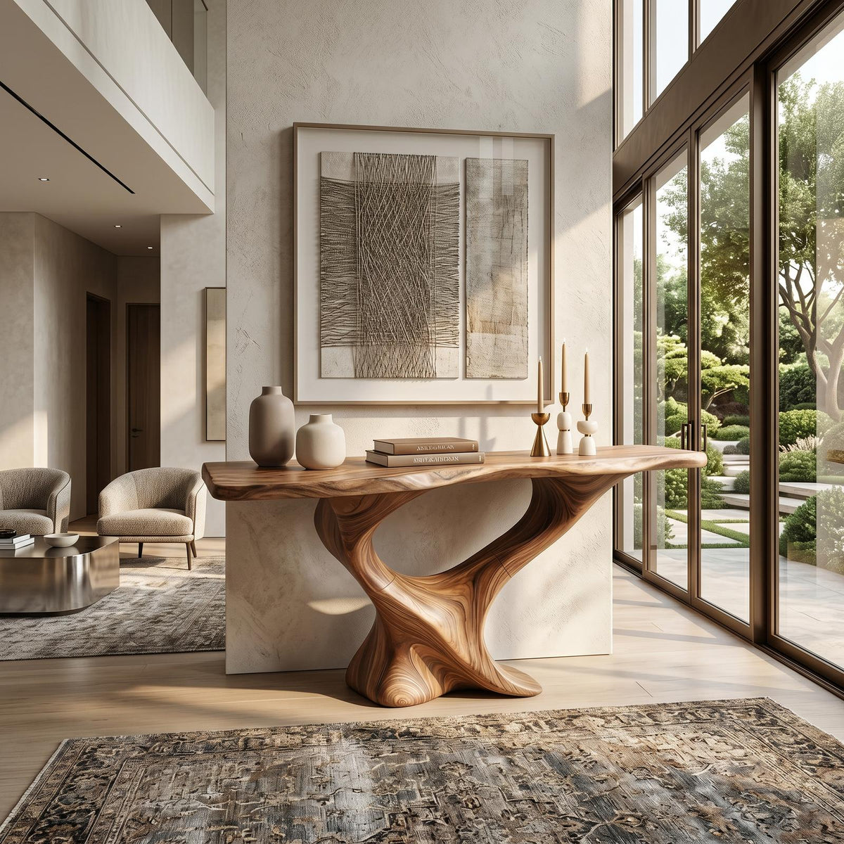 Farmhouse Wooden Console Table Entryway Decor