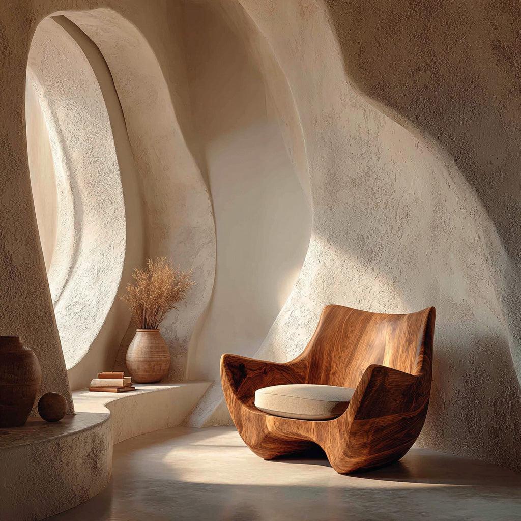 Spry Interior Organic Natural Wood Accent Chair, Handcrafted Sculptural Lounge Chair for Living Room & Bedroom, RTTHHNCHR152