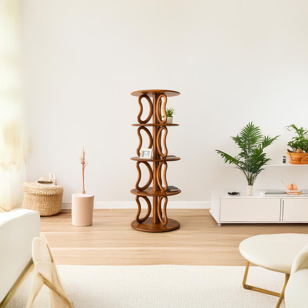 Rustic Round Bookshelf Living Room