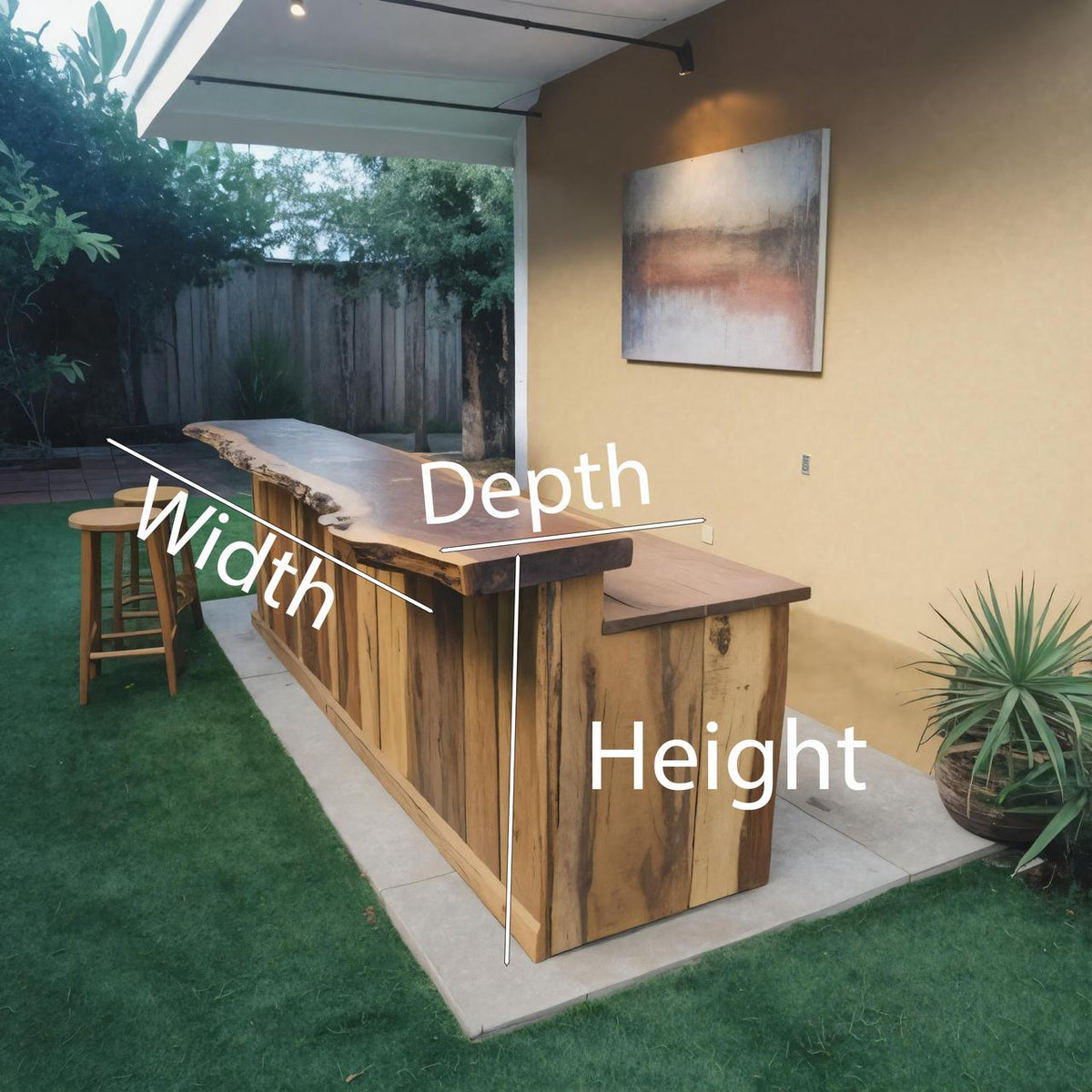 Rustic Live Edge Outdoor Bar Table For Backyard Or Patio