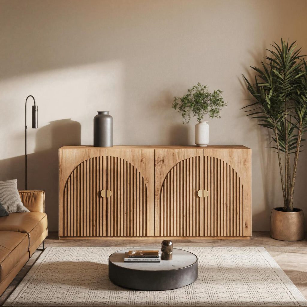 Spry Interior Modern Wood Sideboard with Fluted Arch, Contemporary Buffet Cabinet & Credenza for Dining or Living Room, SITHTTSD004