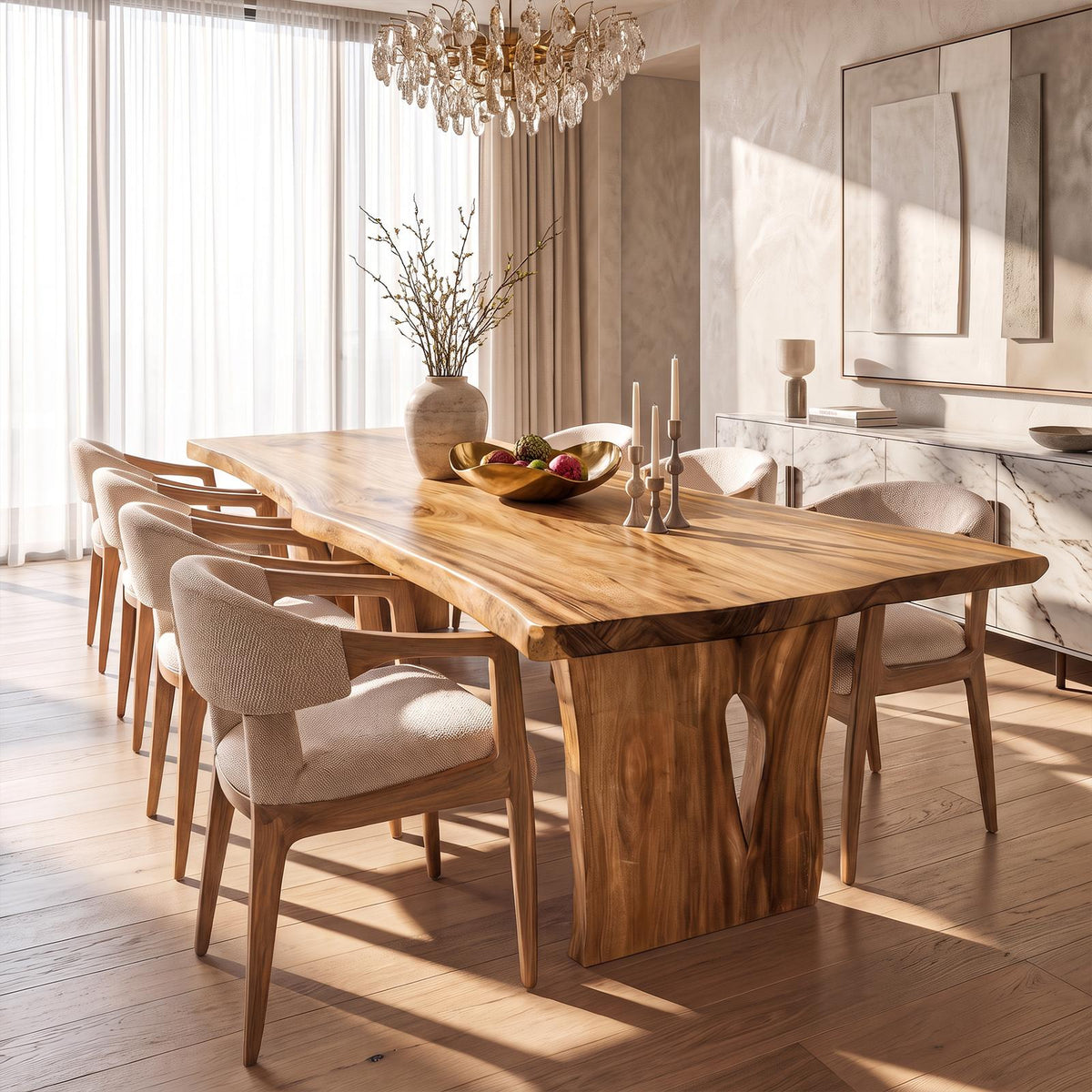 Contemporary Dining Table With Freeform Top For Dining Room
